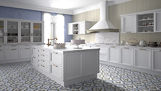Cocina blanca vintage con tirador